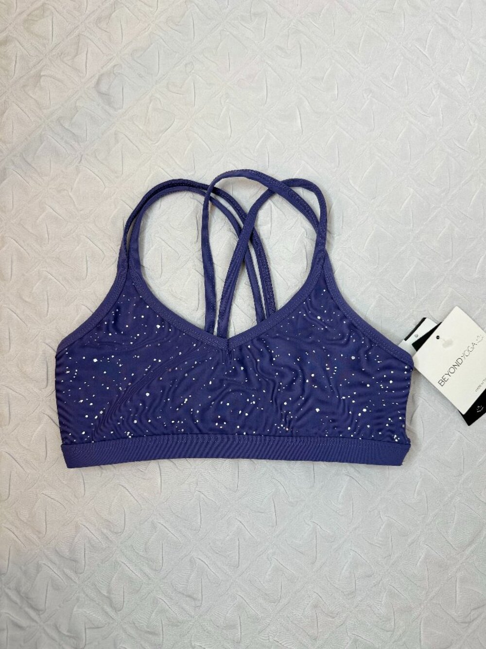 NWT Beyond Yoga Double Back Alloy Speckled Sports Bra, Small Athleisure Yoga Gym
